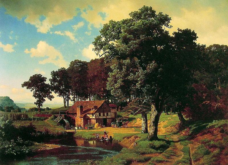 Albert Bierstadt A Rustic Mill (Farm oil painting picture